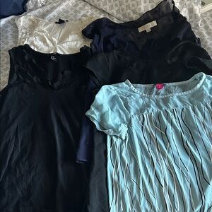 H&M Vince Camuto & Loft Black and Blue Women's Blouses Set - XS